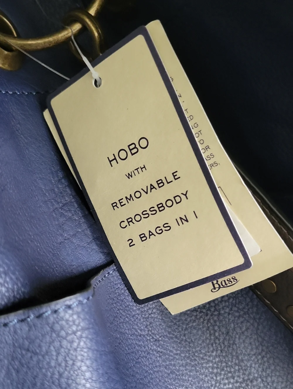 NWT G.H. Bass 2-in-1 Dark Navy Hobo Slouch Grommet Strap Shoulder Hand Bag